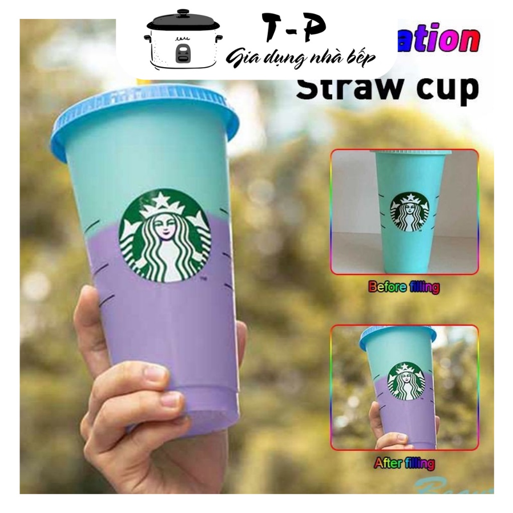 Set 5 Cốc Nước Starbuck Đổi Màu Theo Nhiệt Độ Độc Đáo Dung Tích 710ml