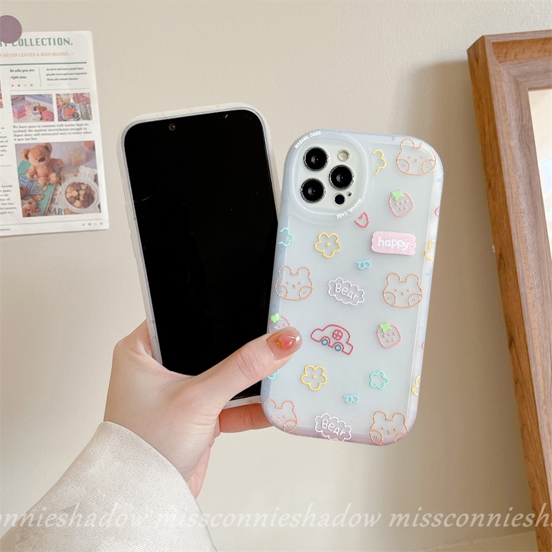 MissConnie Ốp Điện Thoại TPU Mềm Hình Gấu/Thỏ/Hoa/Quả Dâu Bảo Vệ Camera Cho iPhone 7 8 Plus XR X XS Max 11 12 13 Pro Max SE 2020