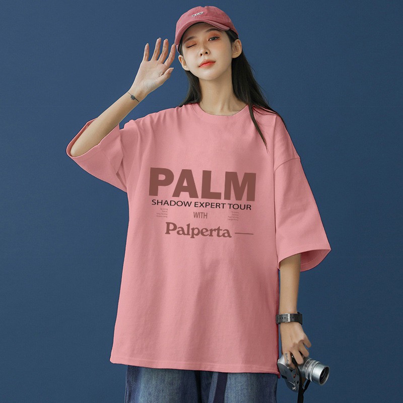 Áo phông nữ nam form rộng giấu quần unisex thun basic teen cổ tròn cotton oversize giá rẻ in style ulzzang PALM