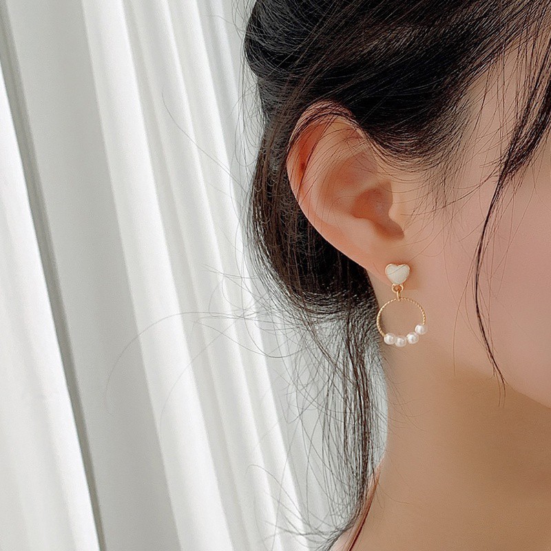 Bông Tai Khuyên Tai Vòng Tròn, Trái Tim Xinh Xắn Chuôi Xỏ Bạc 925