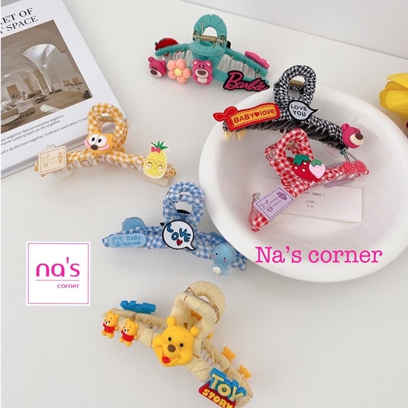 Gấp tóc nhựa trong kẹp gắp tóc càng cua đính hoa nơ gấu thỏ