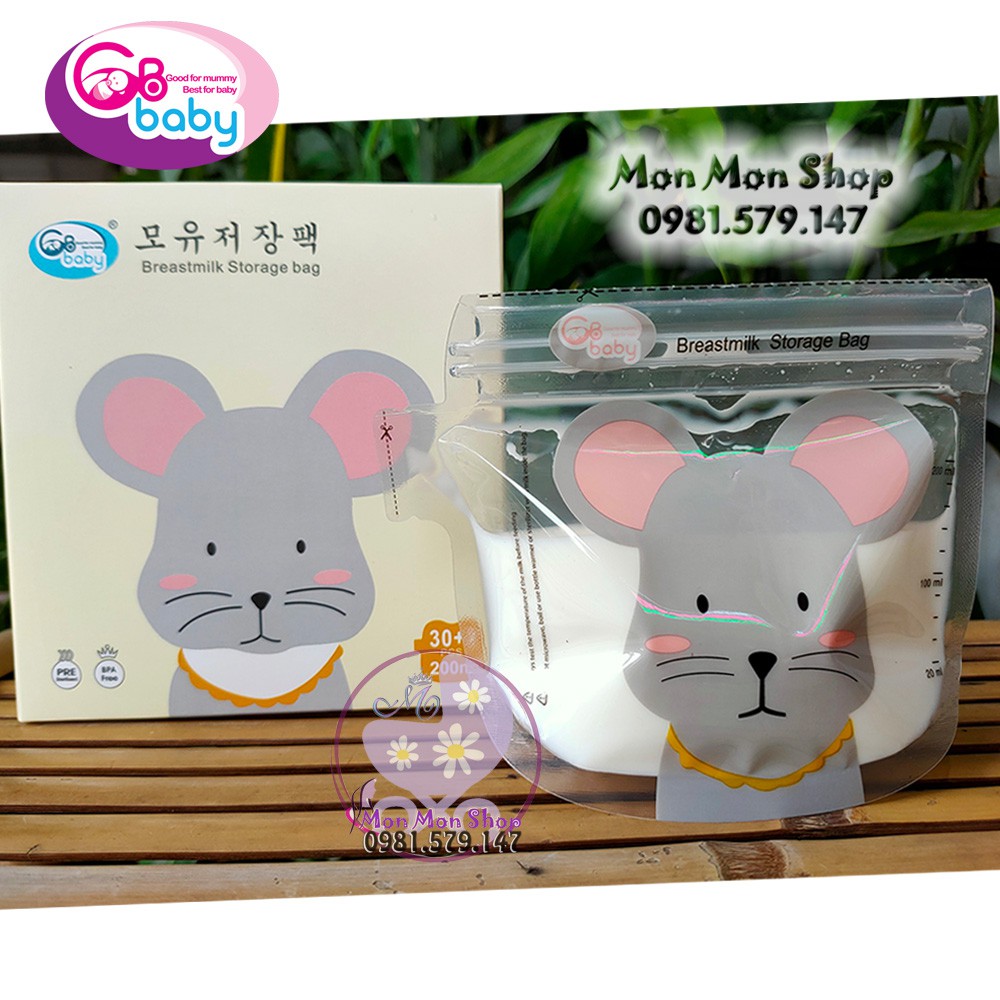 (200ml) Túi trữ sữa GB Baby 200ml chuột Mickey có vòi (32 túi/hộp)