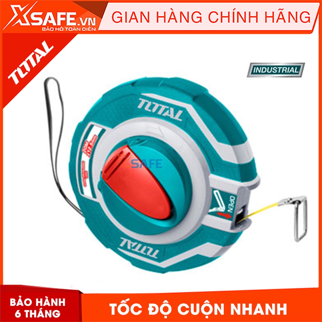 Thước dây cuộn thép TOTAL 20-30mx12.5mm, thước cuốn đa năng vỏ nhựa ABS bọc cao su siêu bền, tốc độ cuốn nhanh