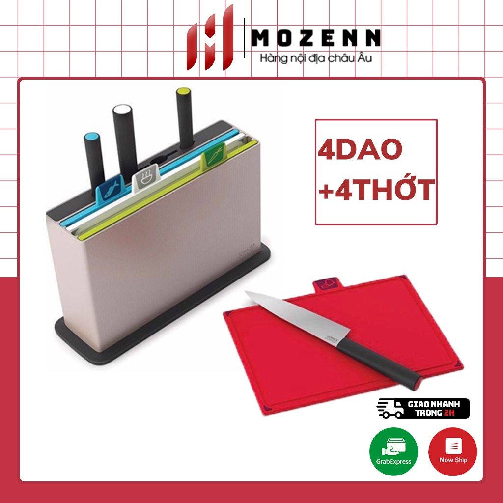 SET 4 dao kèm 4 thớt kháng khuẩn JOSEPH JOSEPH [nhập Đức chính hãng]