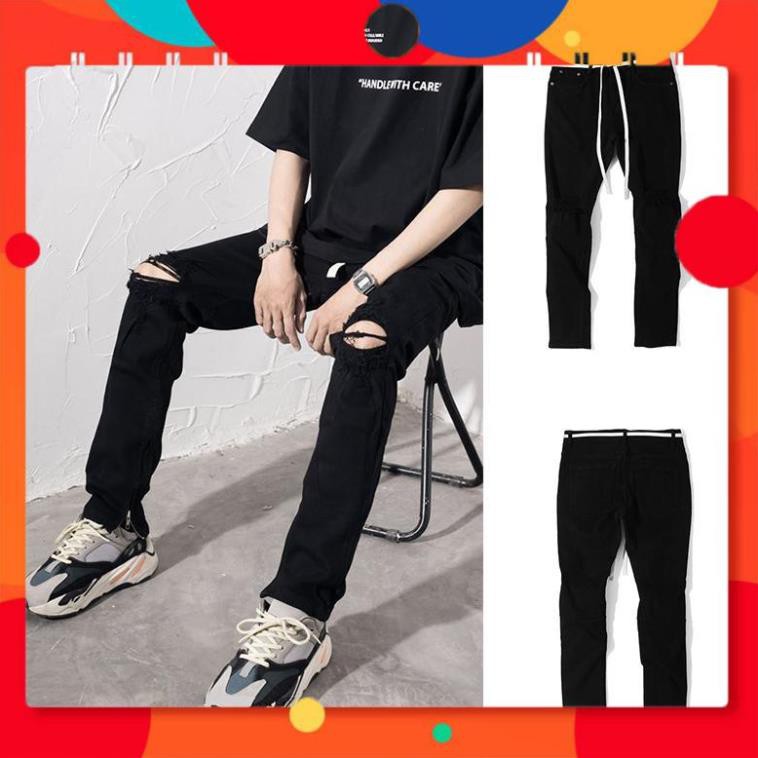 New (Có video thật) Quần jean Pacsun đen zipper trơn và rách gối cao cấp -Y34 ࿑