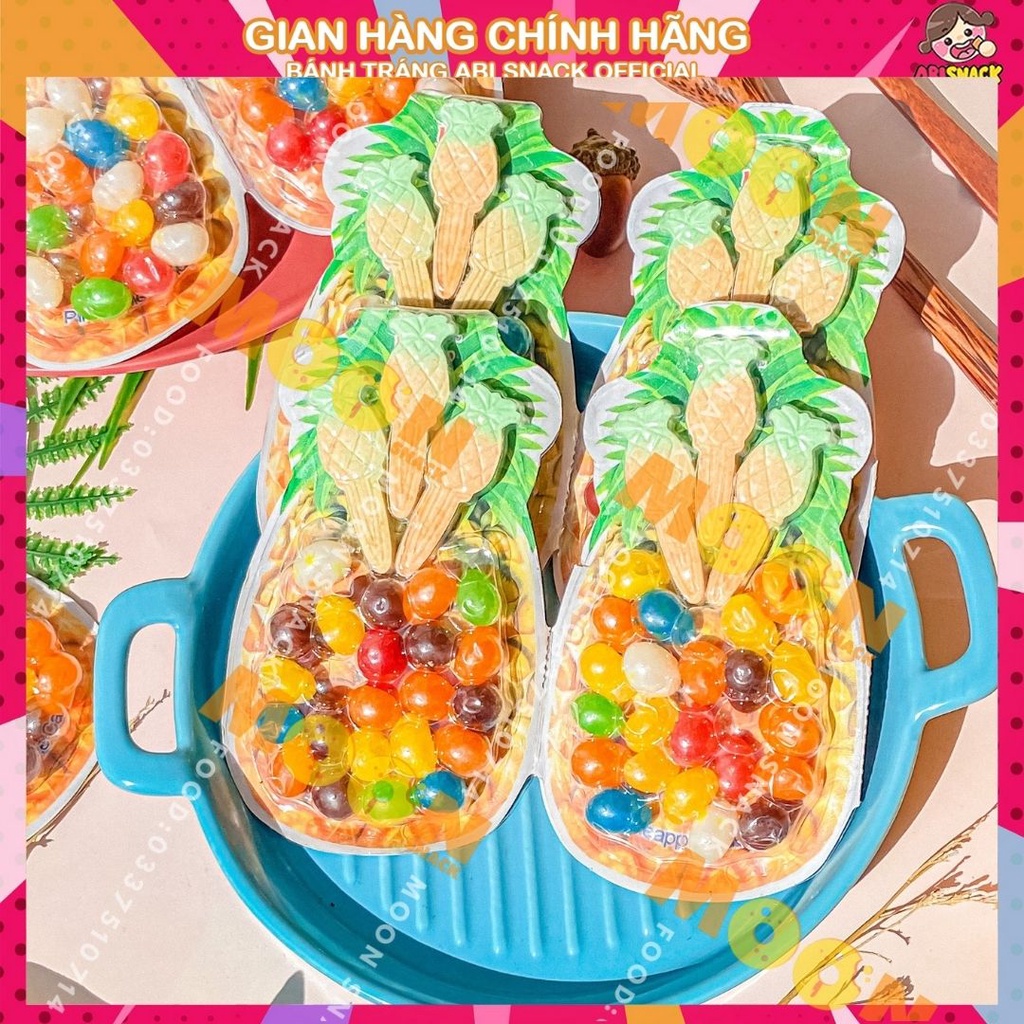Vĩ 2 set kẹo cứng viên và dẻo mềm hình chuối/ thơm siêu ngộ nghĩnh bánh kẹo Moon Snack Food