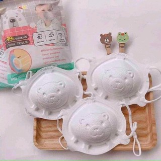 Gói 3 khẩu trang cho bé - khẩu trang gấu sơ sinh 0-2 tuổi (có nút chỉnh dây)