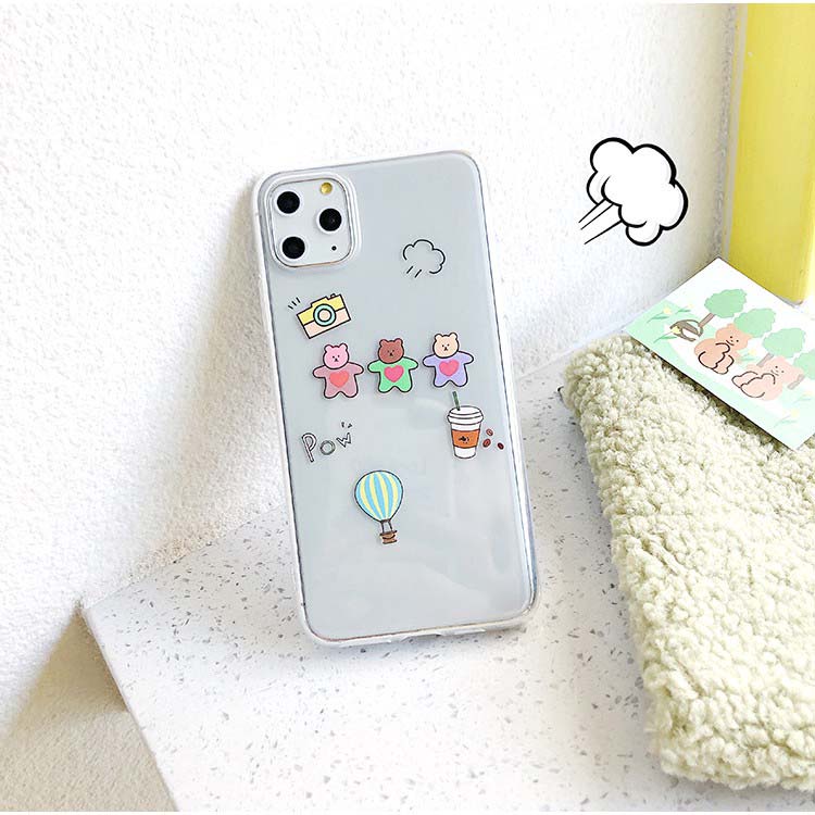 Ốp lưng iphone silicon dẻo trong suốt Gấu Không Gian cho ip 6 đến 14promax - t100