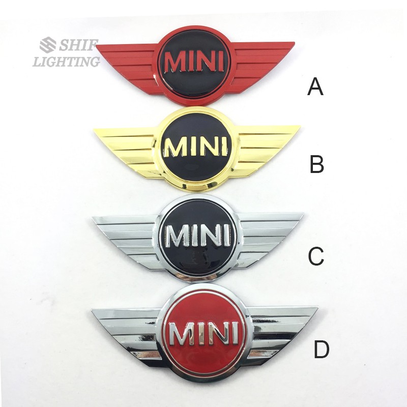 1 x Hình dán kim loại hình đôi cánh Mini trang trí xe hơi Mini Cooper