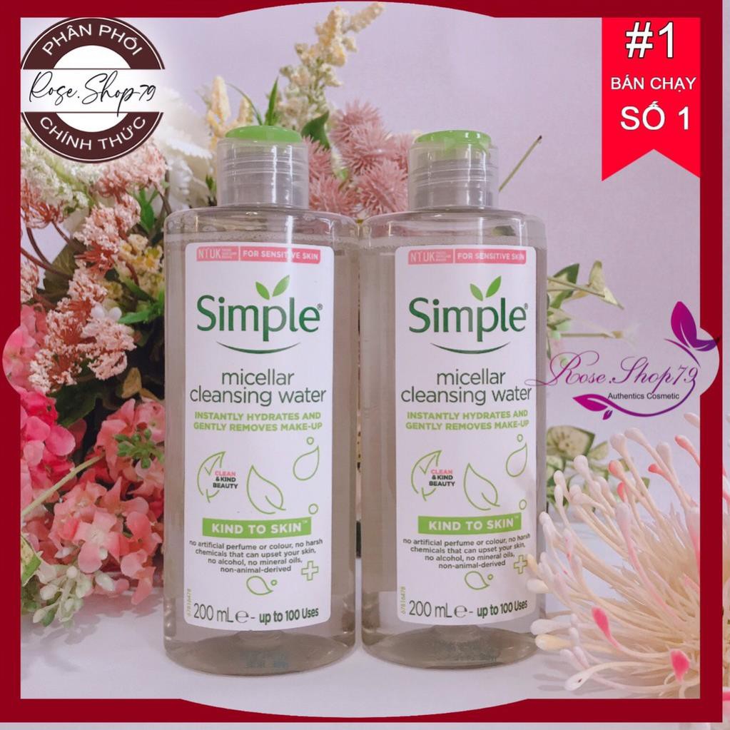 [Bản Anh - Mẫu Mới] Nước hoa hồng Simple, Toner Simple Kind To Skin Soothing Facial 200ml  - Rose.shop79