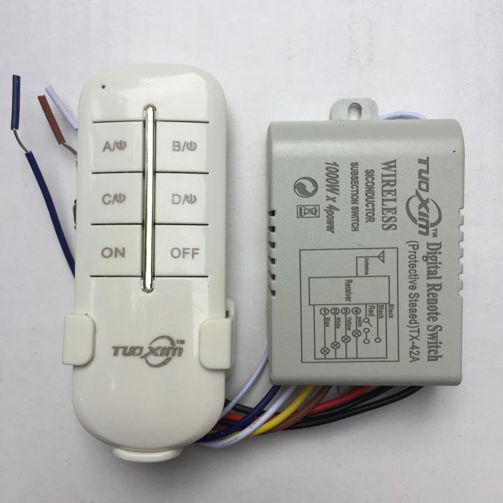 Công tắc điều khiển từ xa rf kèm remote sóng RF 315mhz 3 4 kênh xuyên tường TuoXim