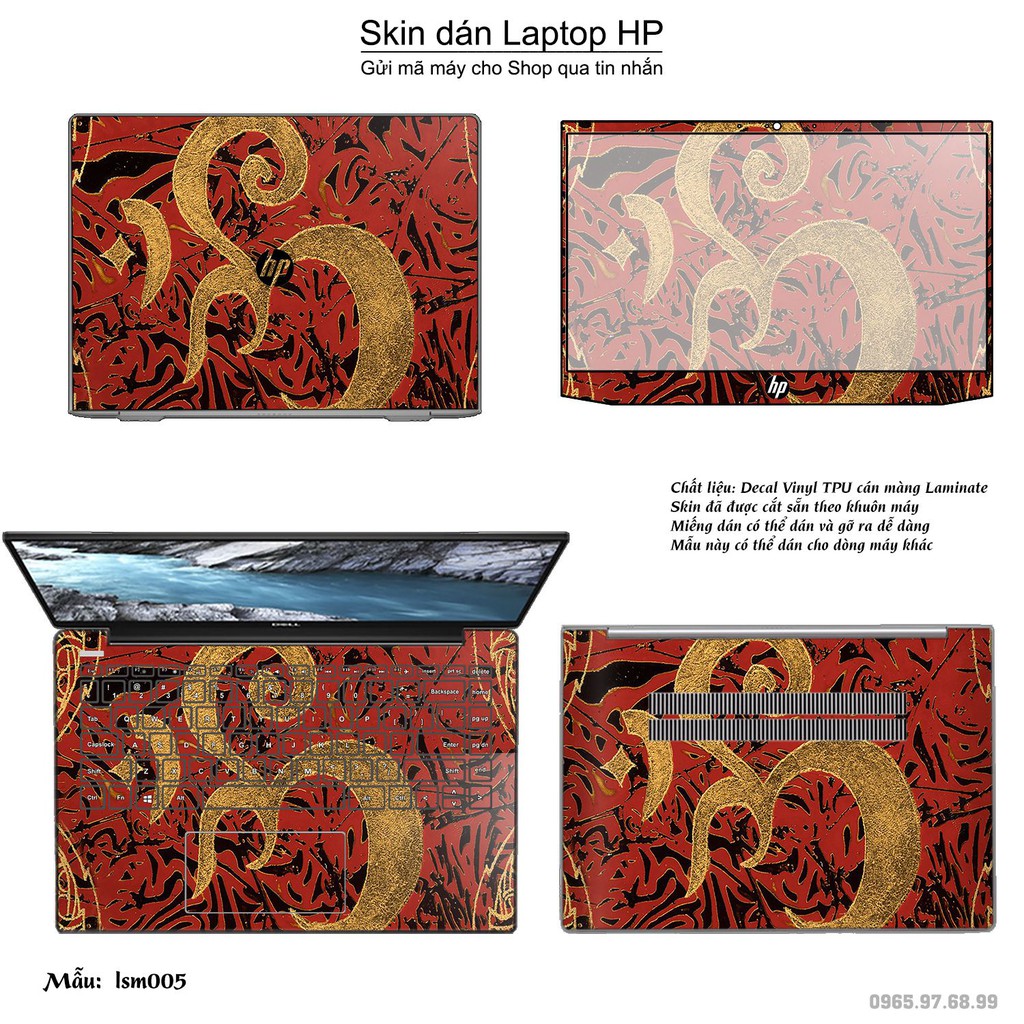 Skin dán Laptop HP in hình Biểu Tượng Om Vàng - lsm005 (inbox mã máy cho Shop)