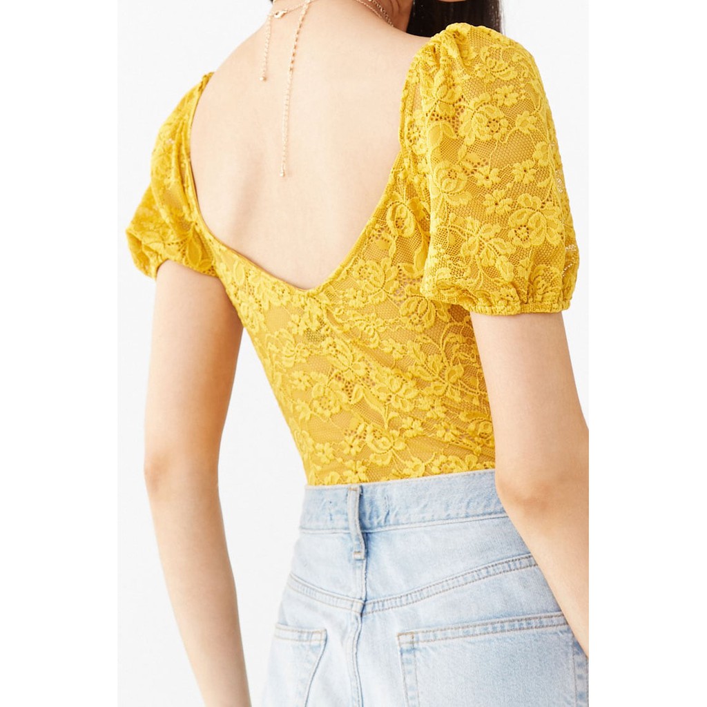 áo ren vàng bodysuit cổ U ai bồng | BigBuy360 - bigbuy360.vn