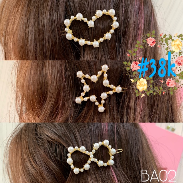 Kẹp tóc đính đá + hạt trai nhân tạo siêu cute mẫu mới