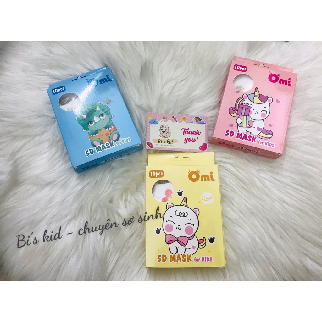 [Hàng mới về] Hộp 10 cái Khẩu trang giấy OMI - 5D cho bé từ 6 tháng đến 3 tuổi