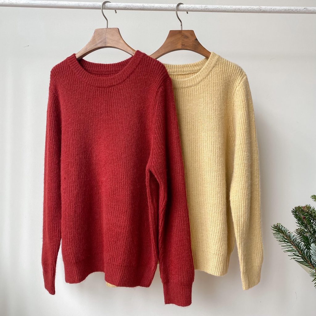 Áo len cổ tròn tay dài có xớ 2 màu LENCLOTHING 8310