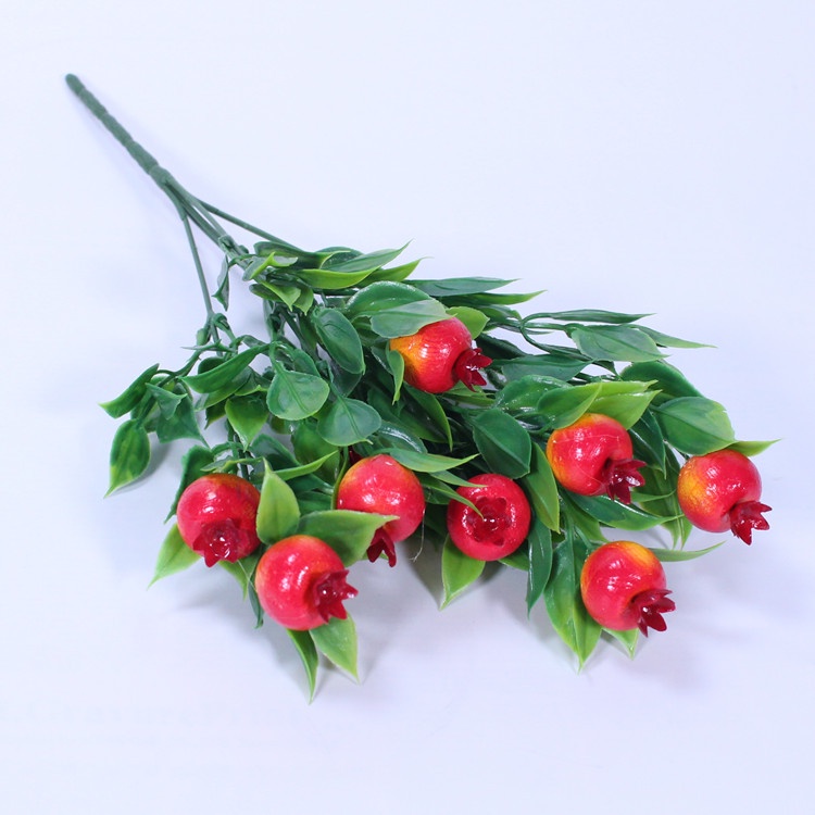 Cành Lựu 6 Quả Có Lá Xanh - Lựu Giả Cao Cấp Decor