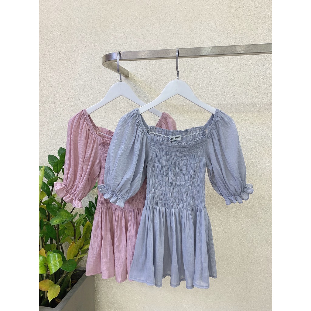 Áo nhúng ngực CHARMO vải lụa dệt kim êm ái freesize Drawstring Neck Top