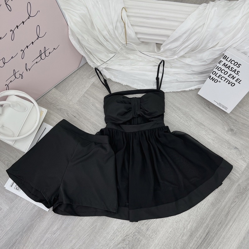 SÉT ÁO 2S NGỰC NHÚN NƠ XOÈ VOAN + SHORT