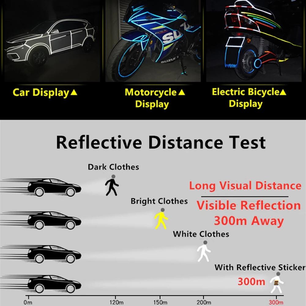 26EDIE Cuộn Dây Dán Phản Quang 1cmx8m Trang Trí Bánh Xe Mô Tô / Xe Hơi