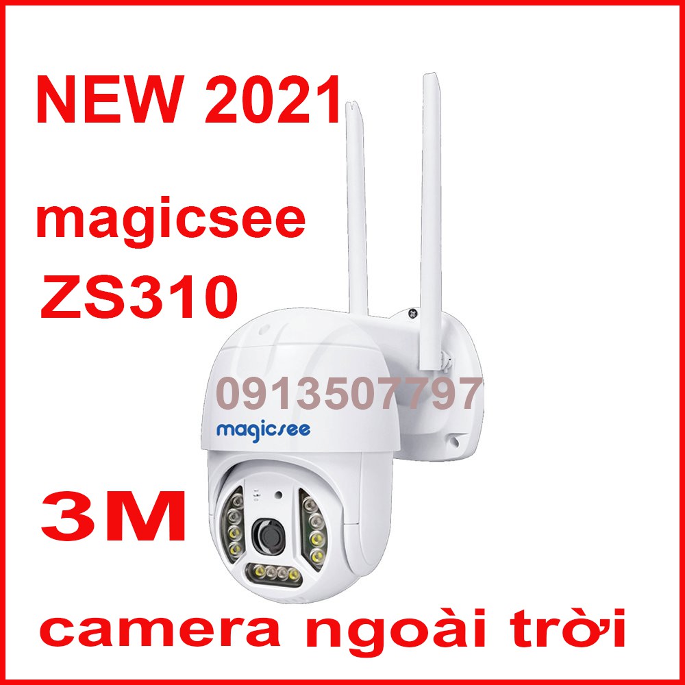 Camera giám sát không dây ngoài trời Magicsee ZS310 tặng thẻ nhớ  xoay 360 độ, Cmos 3.0, tối đa 2K - IP68