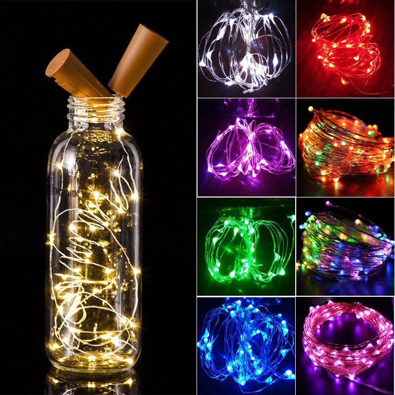 Dây đèn LED 20 bóng 1.5m thiết kế nút bần chặn miệng chai rượu trang trí ban đêm đa năng