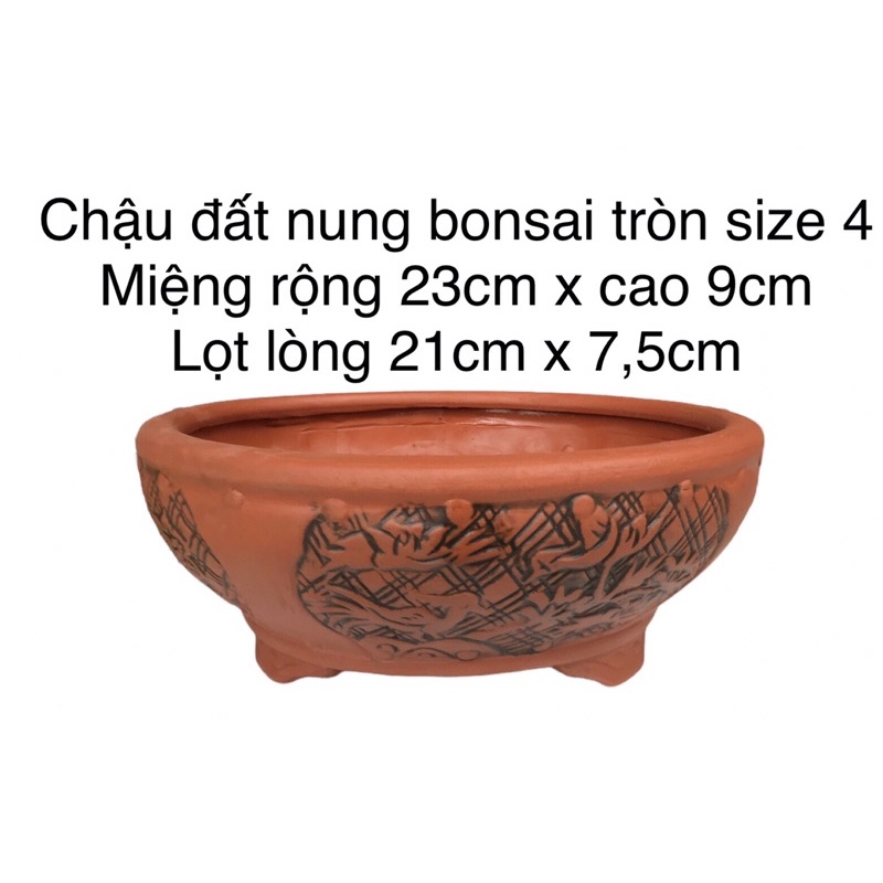 Chậu đất nung bonsai tròn size 4