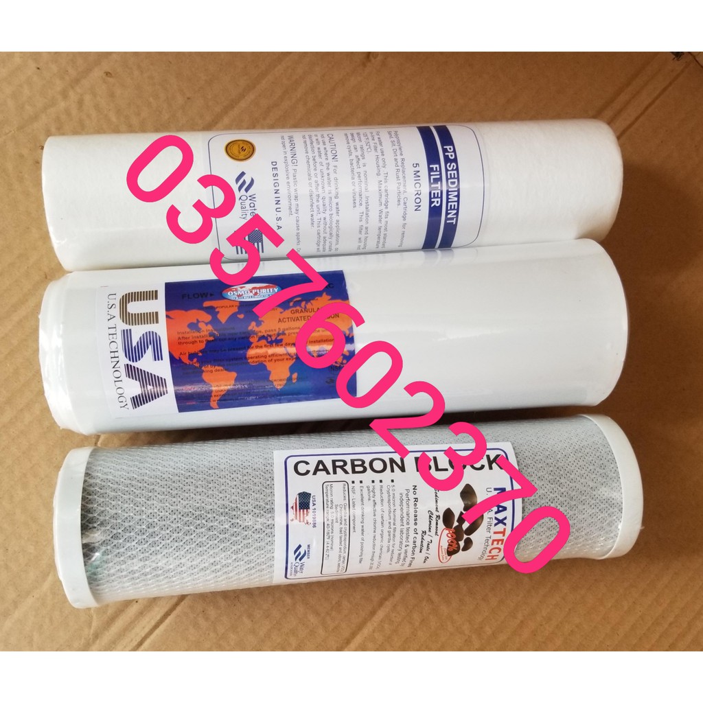 [FREESHIP 99K]_Bộ ba lõi lọc nước số 1 2 3 ly lọc 10 inch và 2 lõi lọc nước số 1 PPF 10inch