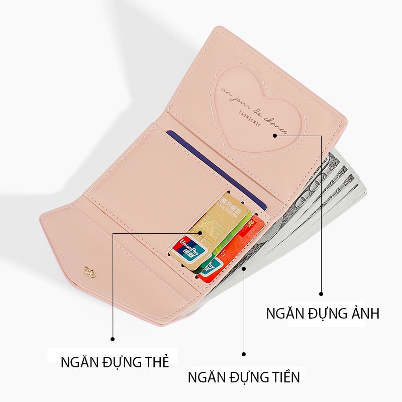 Ví Nữ Ngắn Gấp Đôi Chính Hãng TAOMICMIC  Đính Nơ Phong Cách Hàn Quốc Thời Trang TM28-MOZUNO