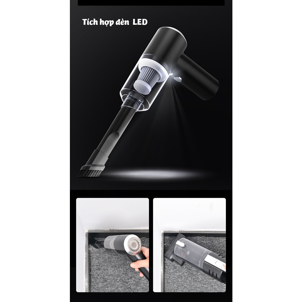 Máy Hút Bụi Cầm Tay Không Dây, Có Đèn Cao Cấp, Lực Hút Lớn 6000PA, Êm Ái Mạnh Mẽ – Máy Hút Bụi Ô Tô Và Gia Đình - VinBuy