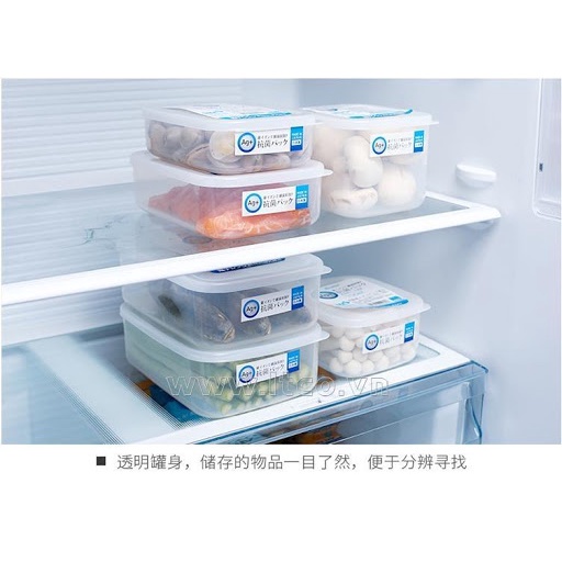 Hộp nhựa đựng thực phẩm có lớp kháng khuẩng AG+ 1000ml Nakaya nội địa Nhật Bản