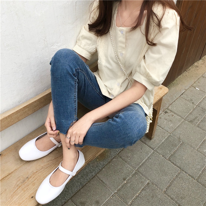 SUXI Áo Sơ Mi Ngắn Tay Cổ Vuông Dáng Rộng Thời Trang Hàn Quốc Dành Cho Nữ