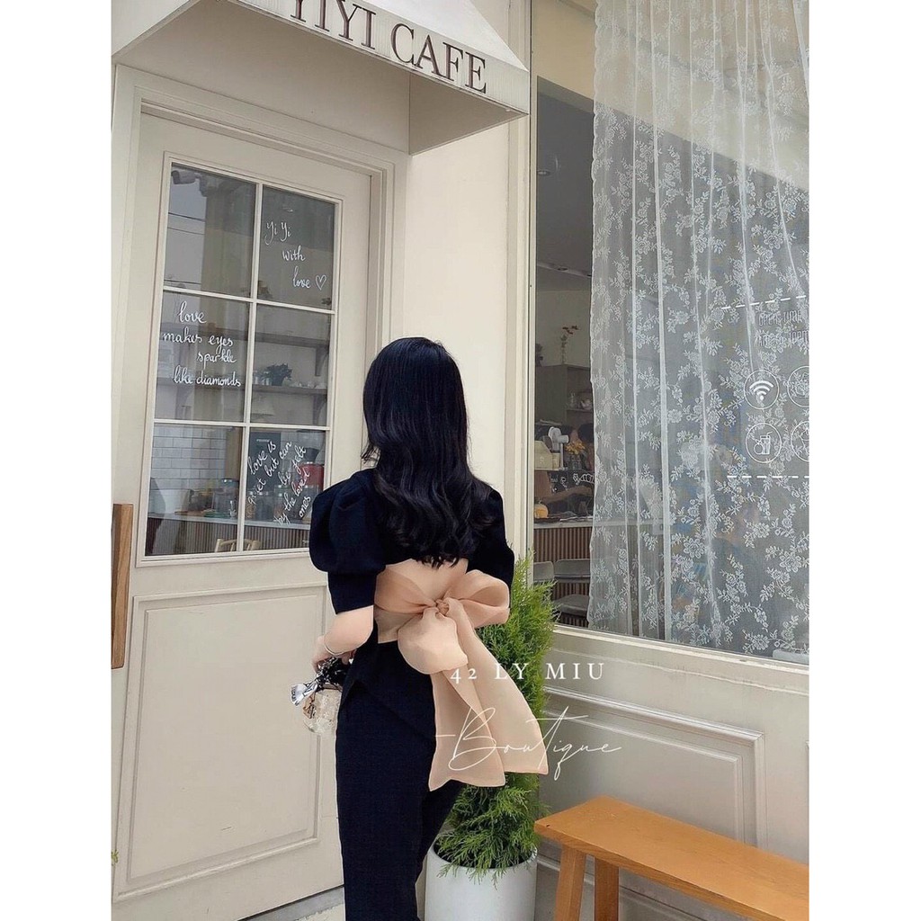Set áo cột nơ lưng mix quầndài tiểu thư