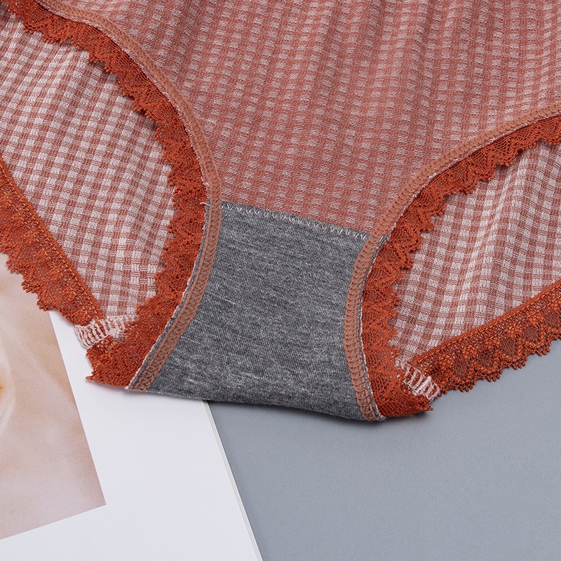 Quần lót Cotton không đường may lưng vừa phối ren đính nơ dễ thương cho nữ sinh