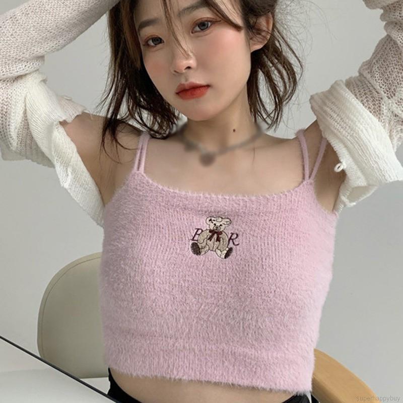 Áo Tank Top Hoạ Tiết Hoạt Hình Phong Cách Hàn Quốc Cho Nữ