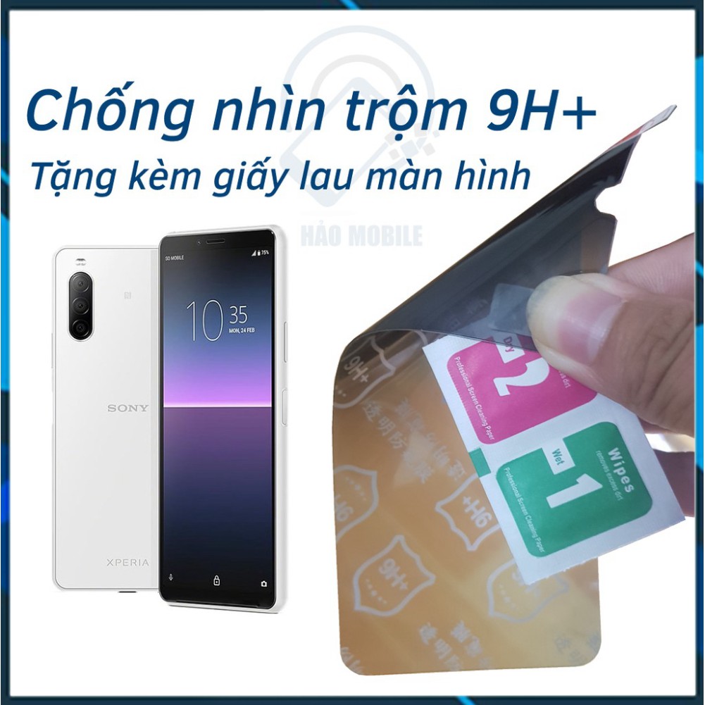 Dán chống nhìn trộm Sony Xperia 10 II (Mark 2), Xperia 10 III (Mark 3) - Dán cường lực dẻo nano 9H+