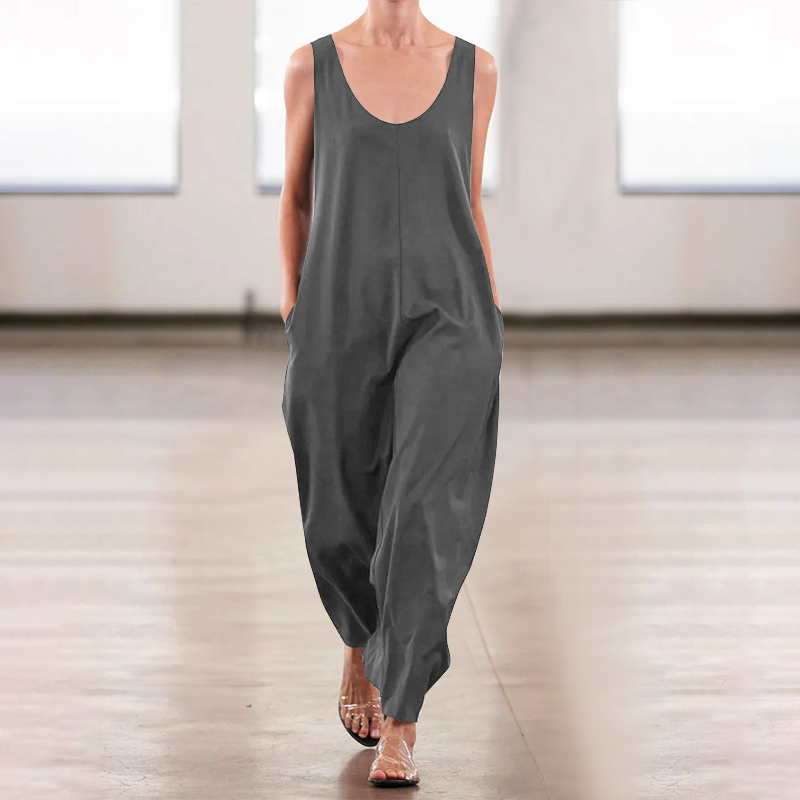 Áo Liền Quần Celmia Hai Dây Bằng Cotton Cò Túi Ống Rộng Thời Trang Mùa Hè Cho Nữ | BigBuy360 - bigbuy360.vn