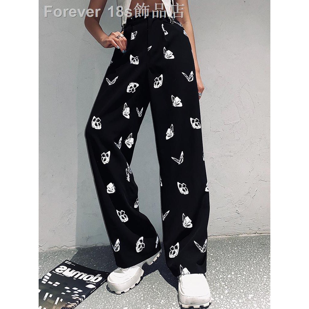 Quần Dài Ống Rộng Lưng Cao Họa Tiết Bướm Phản Quang Thời Trang Mùa Xuân 2020