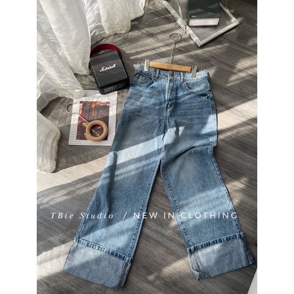 TBS | áo sơ mi buộc ngực - quần jeans gập gấu