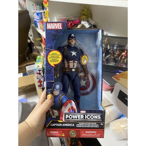 Marvel Nhân Vật Captain America Talking Action Figure - Siêu Anh Hùng Biết Nói- Mua tại Disneyland Mỹ có bill
