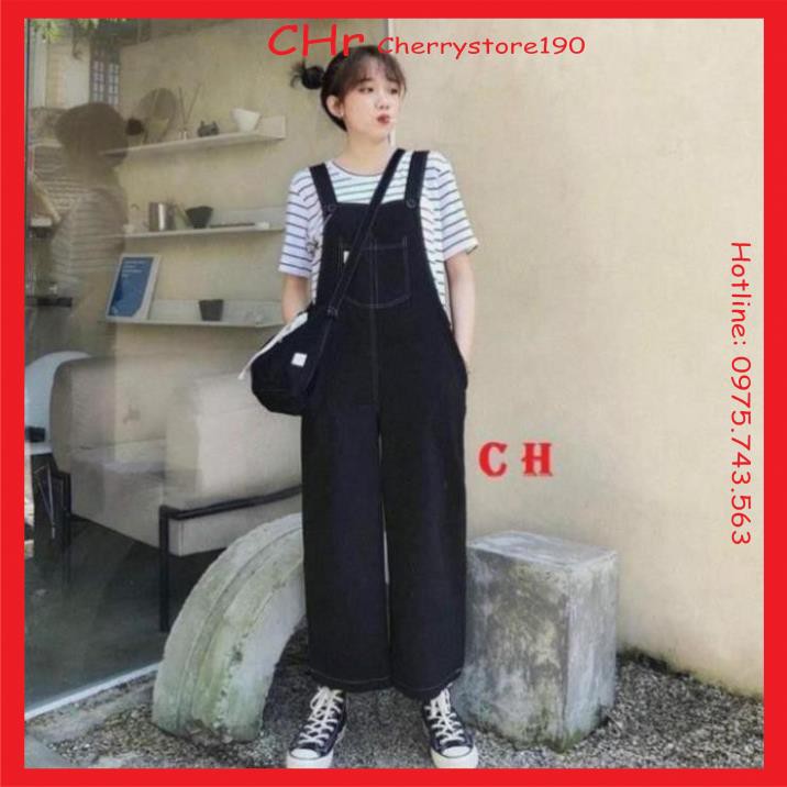 Set Váy Yếm Mix Áo Phông , Thun, Cổ Tròn , FreeSize , Form thụng , UNISEX CHR190 044