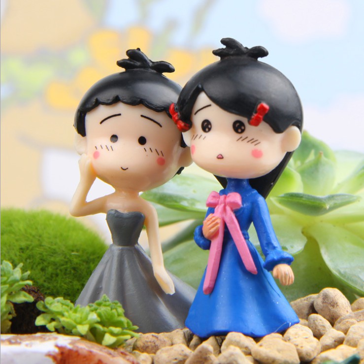 Combo 04 mô hình bé Maruko cho các bạn trang trí tiểu cảnh, terrarium, DIY