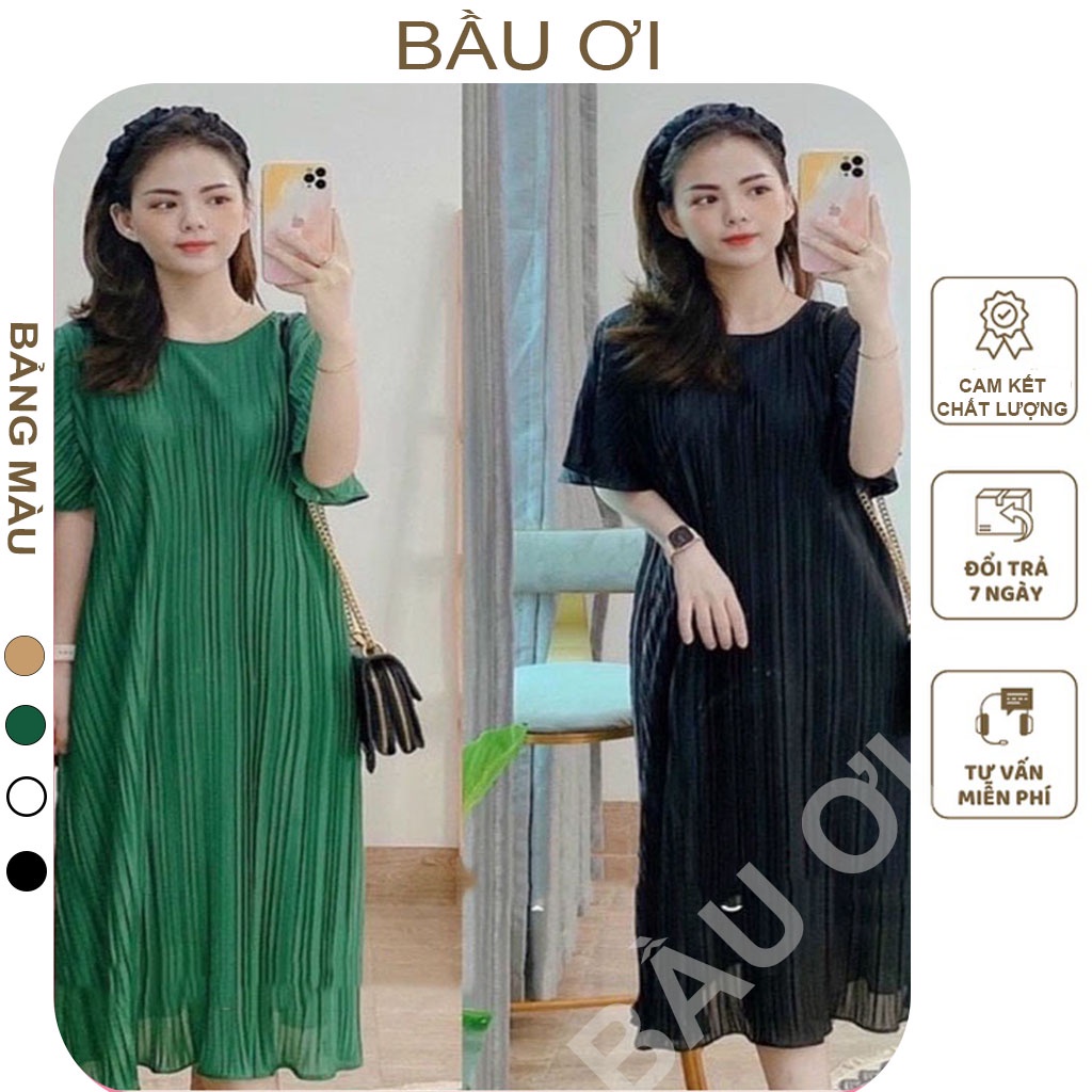 [BAUOI V34] VÁY BẦU XẾP LY SUÔNG DÀI XINH XẮN - ĐẦM BẦU CÔNG SỞ ĐẸP, ĐI CHƠI ĐI LÀM ĐỀU ĐƯỢC