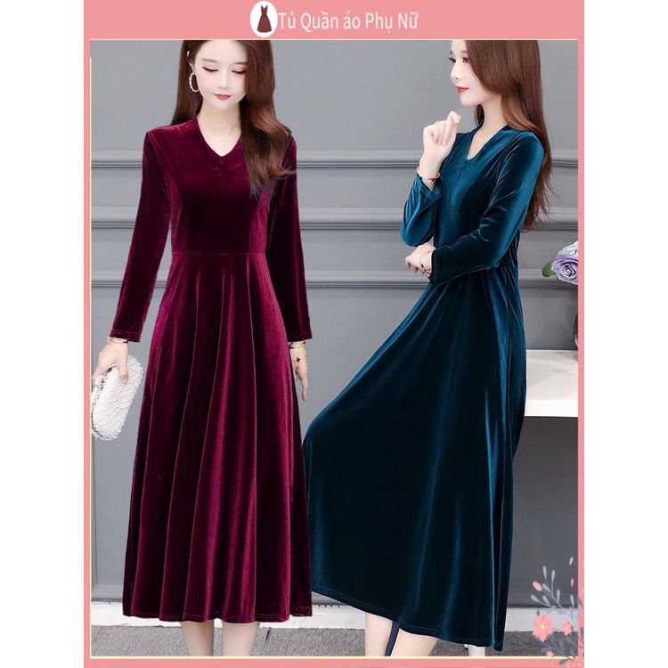 Váy Nhung Đỏ Nữ Dài Che Bụng Phong Cách Phương Tây Cao Cấp Sang Trọng Cho Mẹ Và Bé