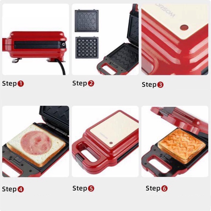 Máy nướng bánh tổ ong vuông mini máy làm bánh waffle Torsom [sẵn hàng]