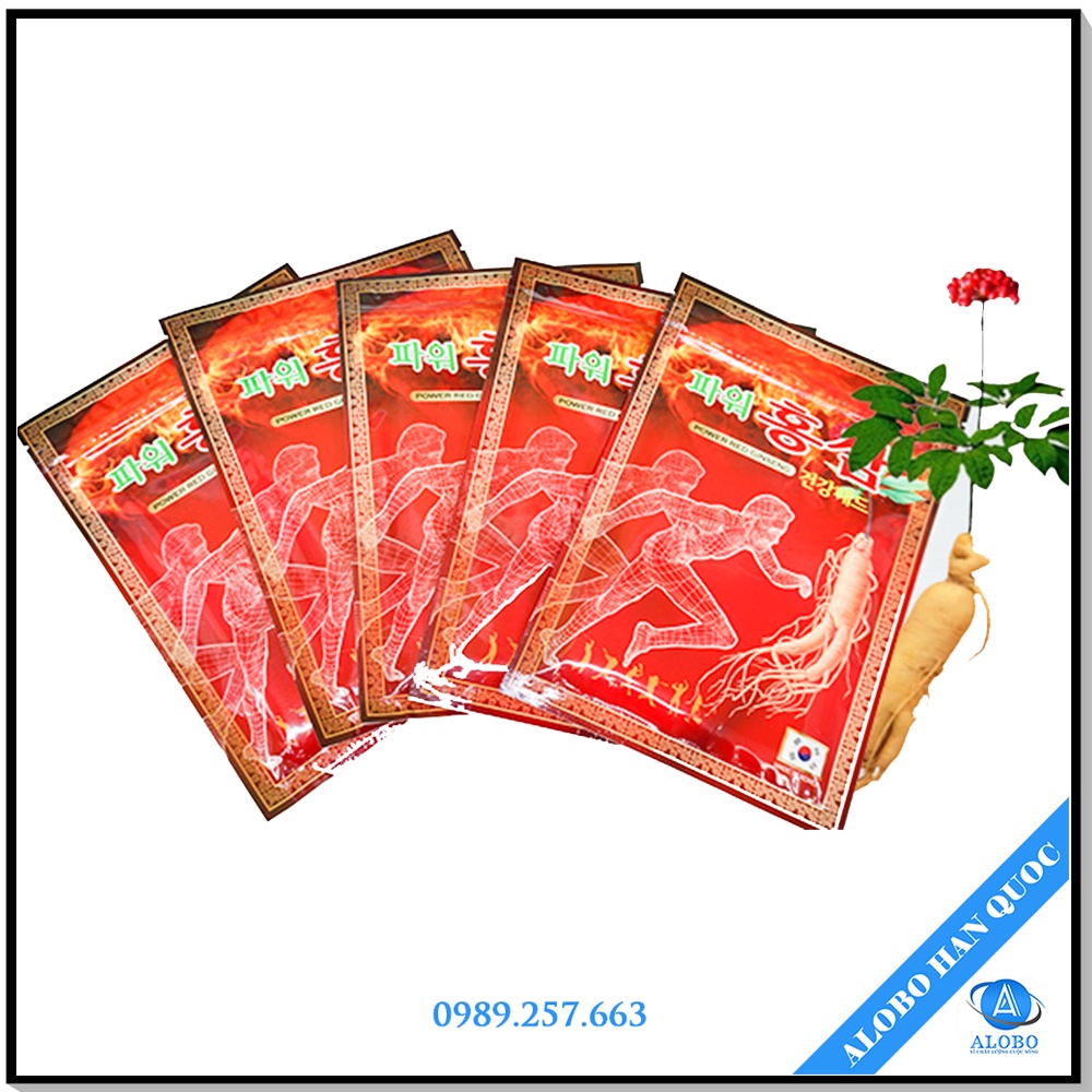 MIẾNG DÁN XƯƠNG KHỚP NHÂN SÂM HÀN QUỐC - HIMENA, POWER RED GINSE (Túi 20 miếng) - ALOBO HÀN QUỐC