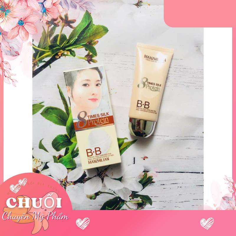 Kem Nền BB Cream Collagen MANZHILIAN 8 Time Silk Protein Làm Trắng Da Tinh Chất Tơ Tằm