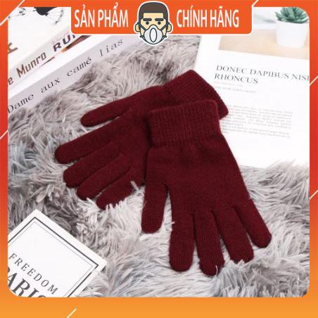Găng tay đủ ngón đơn giản ấm vải cao cấp