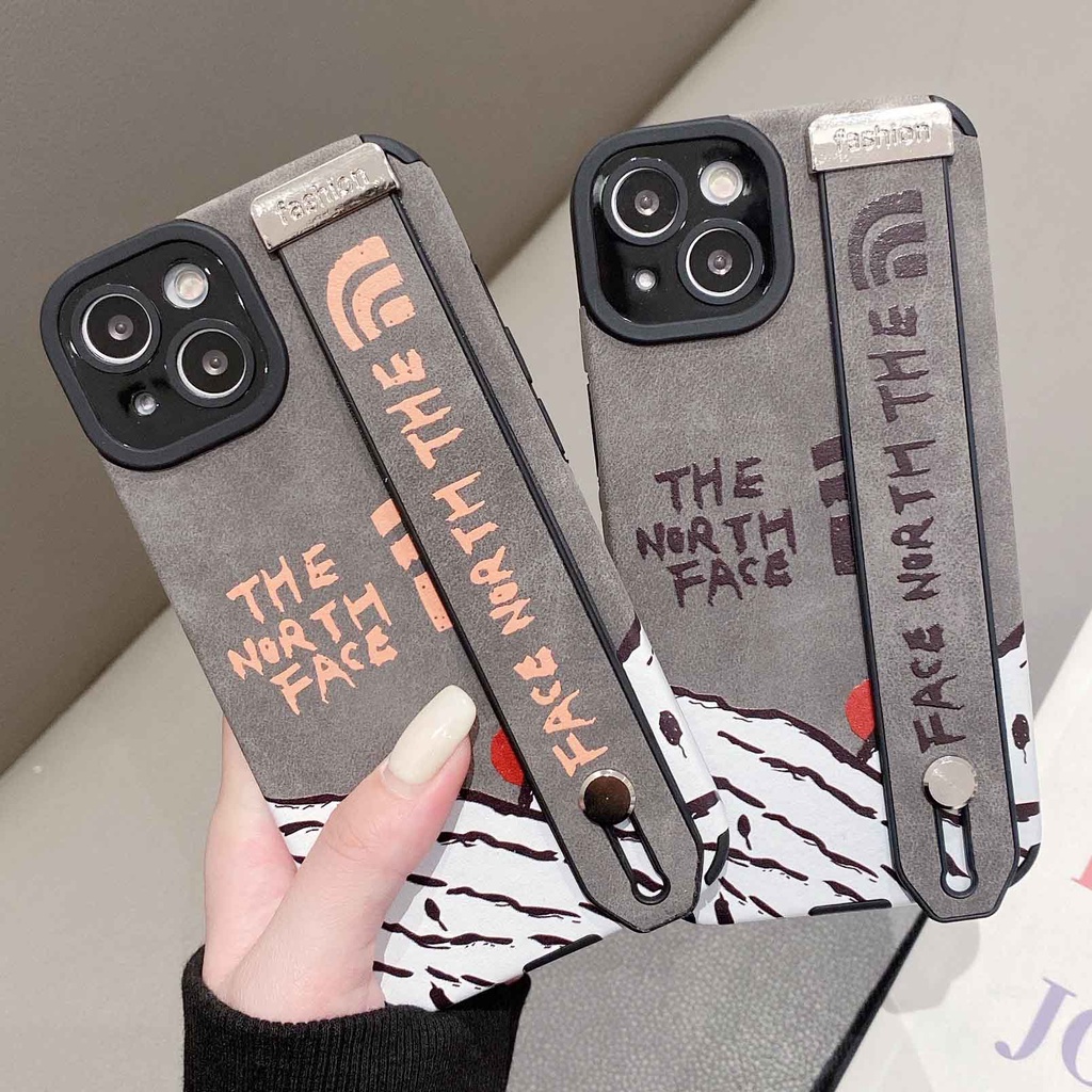 Ốp Điện Thoại Da Lộn In Hình Hoàng Hôn Đỏ Có Dây Đeo Cổ Tay Cho iPhone 14ProMax 13 12Pro 11Promax 7P XS XR