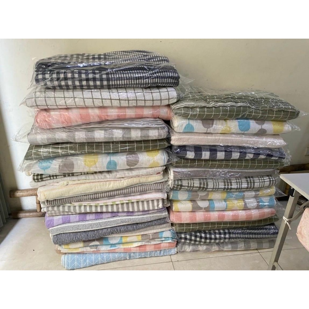 [Sang trọng, đẹp] Set 2 khăn kẻ MJ xuất nhật 350g, Organic, cotton thấm nước tốt, KT 70x140